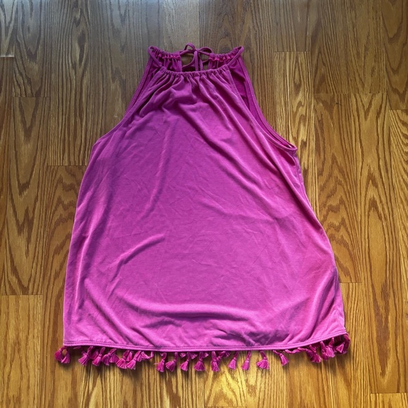 NWT Green Envelope Y2K-Style Hot Pink Long Halter Top with Tassel Fringe Medium - Picture 5 of 12